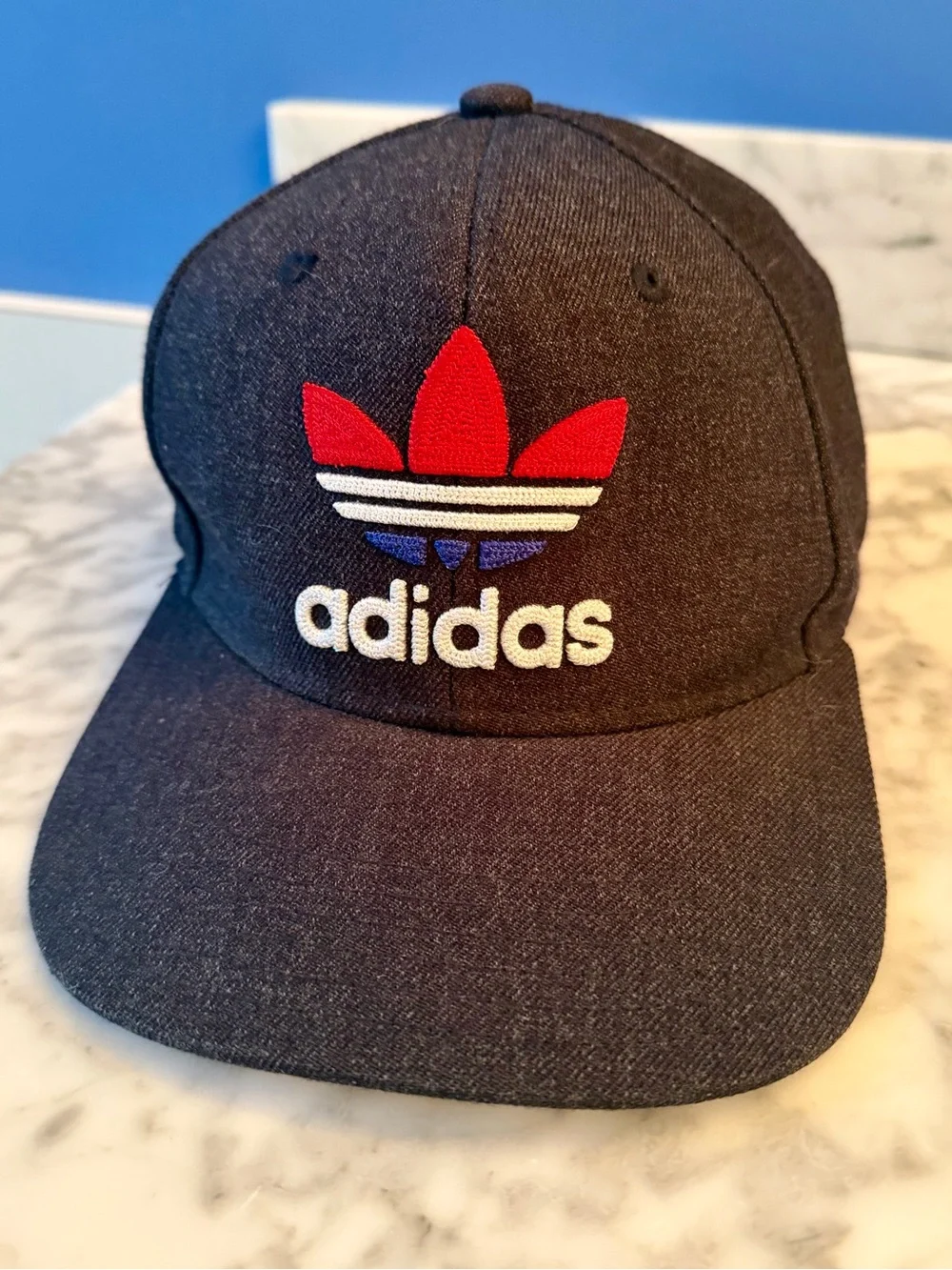 Adidas Originals Trefoil Hat Mens Icon Snapback 2.0 Black Red Letters Logo Wool